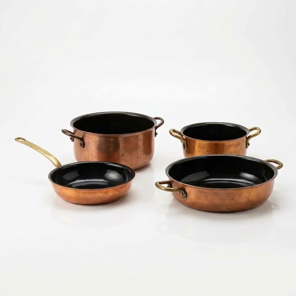 Professional Copper 4-Piece Set — Copper body, enamel interior