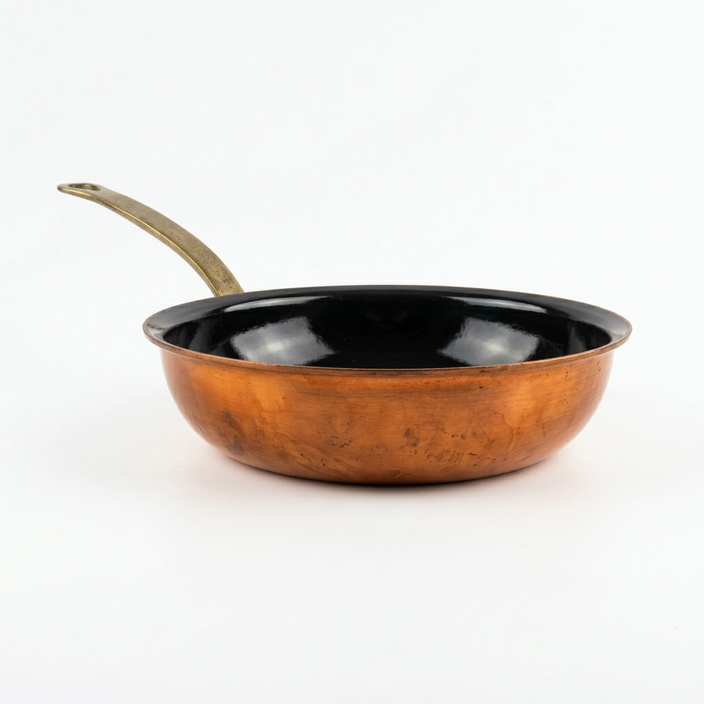 Professional Copper Frying Pan — Copper body, enamel interior